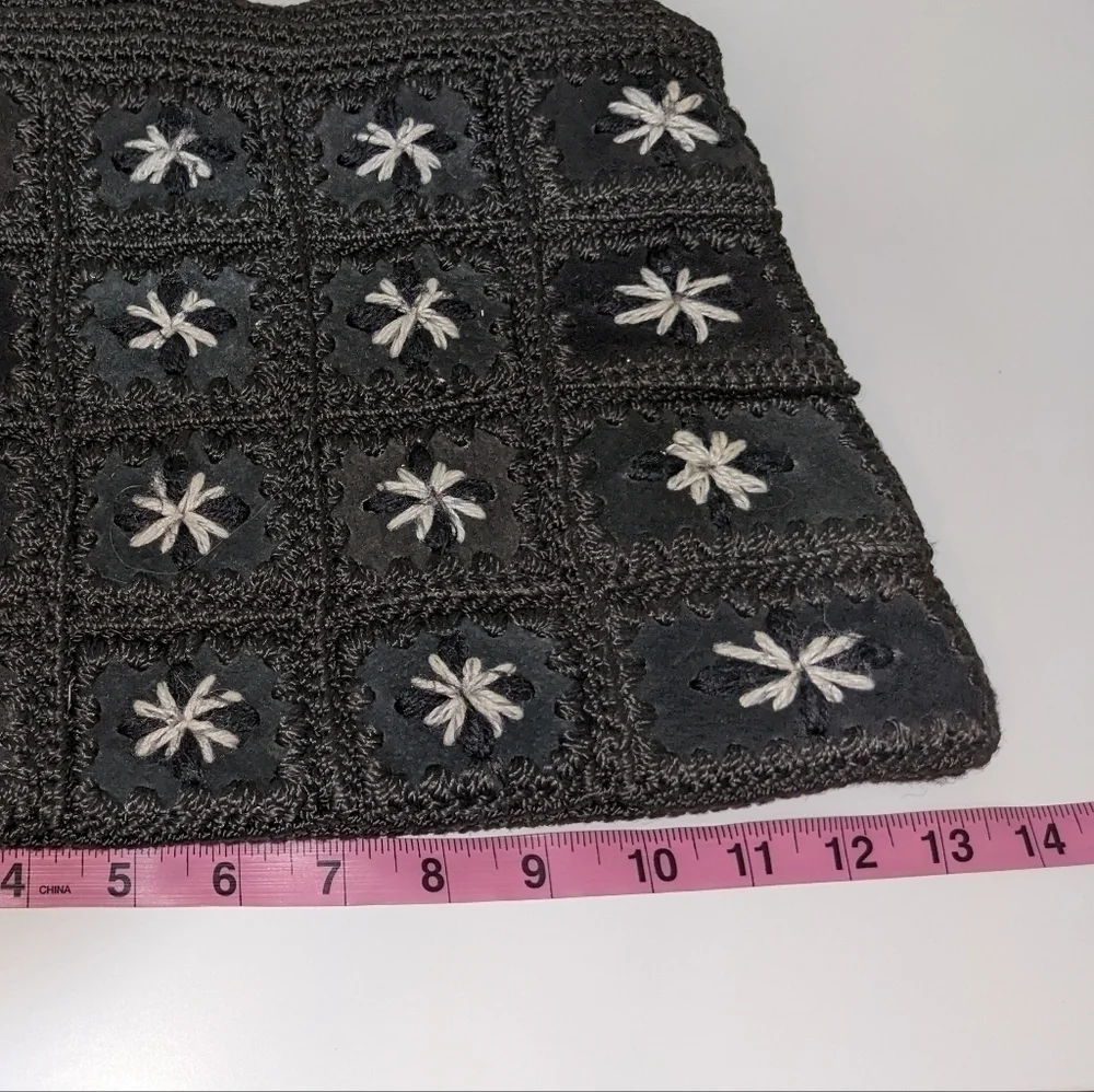 The Sak Sequoia Hand Woven Floral Crochet Purse With Leather Strap